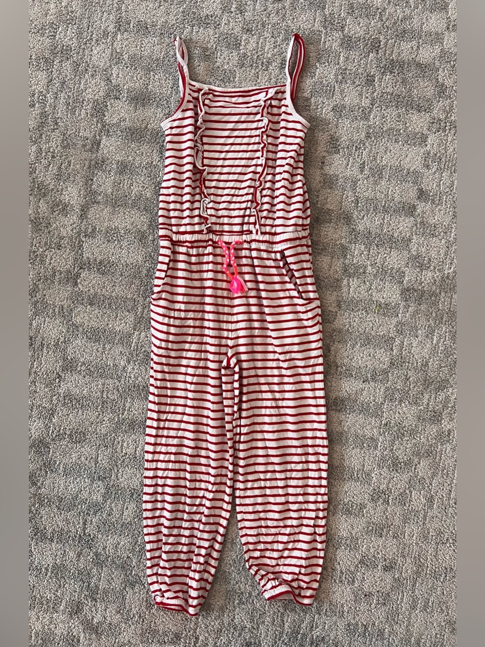 Boden Red and White Striped jumpsuit